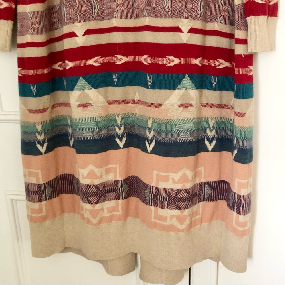 Sundance Southwestern Geometric open front cardigan sweater Duster Knit - Picture 6 of 13